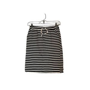 Black & White Striped Drawstring Waist Knit Skirt Pockets Women Sz S
